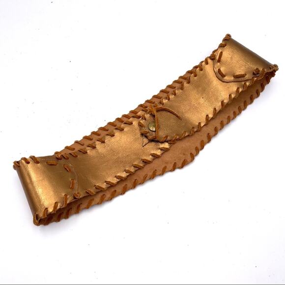 BOHO bronze-gold tone genuine leather wide belt size 31\